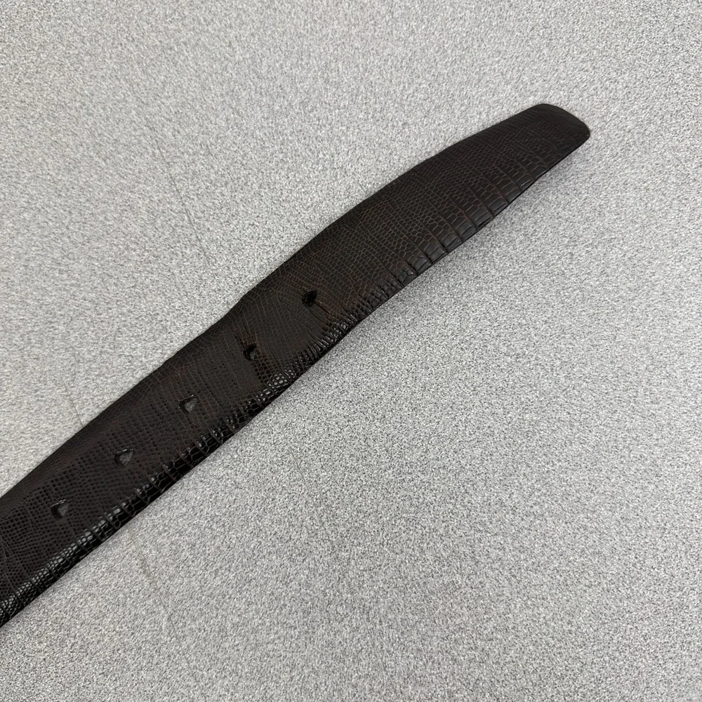 Cole Haan Brown Leather Belt Size 40 Mens Lizard Grain Silver Buckle Dress 1.25
